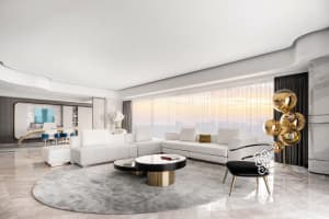 Contemporary living room featuring minimalist design with modern materials, clean lines, and a sleek, sophisticated aesthetic