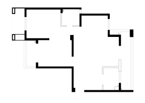 Modern interior design blueprint outlining architectural layout and structural elements.