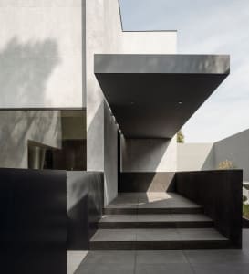 A modern exterior with concrete materials and minimalist design