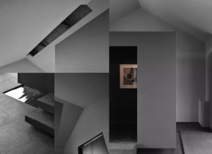 Concrete staircase in a modern interior design setting