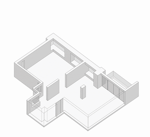 Modern layout of an Airbnb with living, sleeping, and dining spaces.