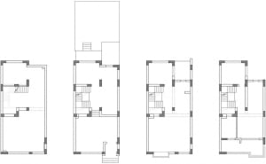 Minimalist residential floor plan depicting layout of rooms and spaces.