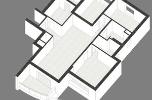Concrete flooring in a modern residential apartment layout