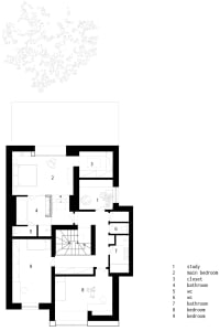 Detailed architectural drawing of a residential floor plan.