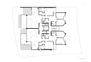 Detailed floor plan of a modern residential apartment featuring multiple rooms and amenities.