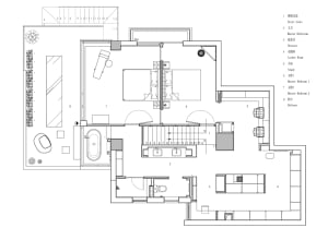 2D architectural drawing of a residential floor plan