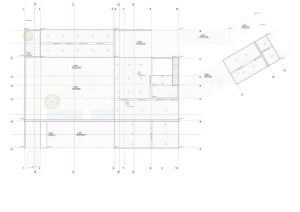 A technical floor plan rendering of a house.