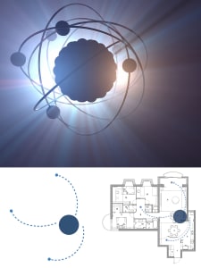 Apartment layout showcasing architectural design principles and abstract design elements.