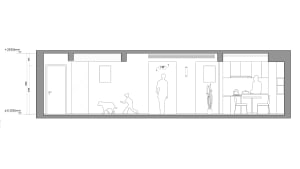 Minimalist residential interior design with a focus on simplicity, functionality, and clean lines.