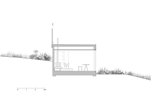 Floor plan of a modern outdoor residential bathroom with concrete elements