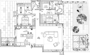 2D architectural floor plan of a modern residential home