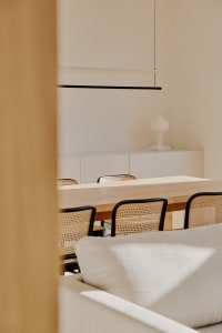 Industrial-style restaurant interior with metal and wood accents