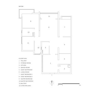 2D architectural drawing of a residential building layout