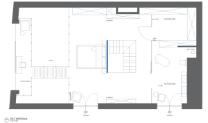 Modern residential floor plan with minimalist design.
