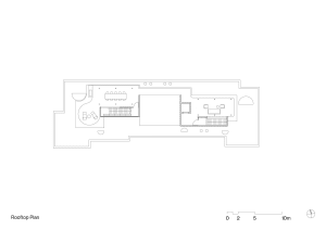 Modern rooftop architectural plan featuring spaces with concrete and glass materials.