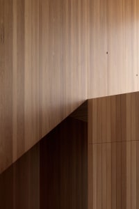 Wooden wall panels arranged in a minimalist design