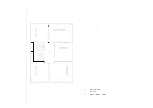 A black and white architectural floor plan for a 2nd level residential layout showing rooms and areas.