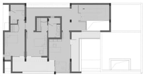 Modern residential floor plan featuring cement flooring on the ground level.