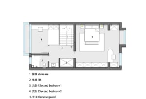 A modern residential house floor plan with detailed architecture and layout.