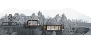 Minimalist residential architecture with wooden features