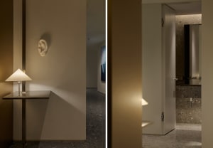 Modern interior design featuring concrete elements.