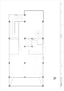 A detailed 2D architectural drawing of a modern residential floor plan featuring concrete materials.