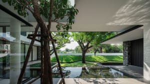Modern architecture featuring extensive use of glass.