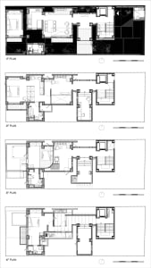 Detailed architectural floor plan of an industrial-style building on paper.