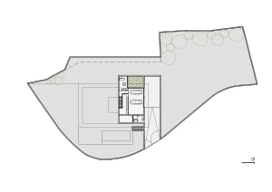 Modern house with a concrete floor plan.