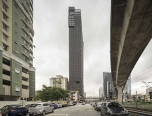 Modern high-rise buildings in an urban cityscape.