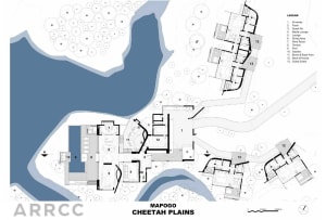 A detailed architectural floor plan of the Mapogo Cheetah Plains residence.