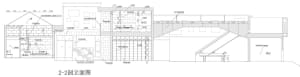 A detailed architectural floor plan showcasing a modern interior design with concrete walls and flooring.