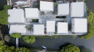 A modern residential house with glass roofs