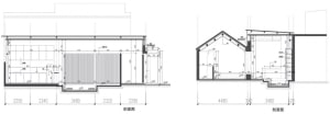 Technical architectural drawing depicting floor plan details.