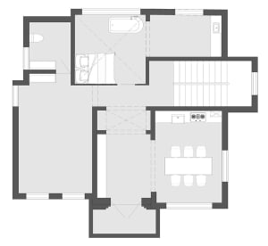 A modern residential floor plan featuring a concrete material and open space.