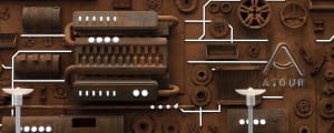 A detailed mechanical engineering replica with various metal components and pipes.