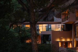 Modern residential home featuring concrete and glass materials
