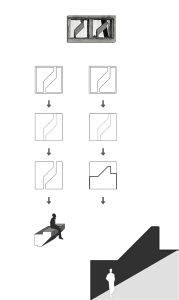 A sequence of architectural sketches and annotations illustrating the design process.