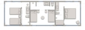 A minimalistic, modern apartment floor plan