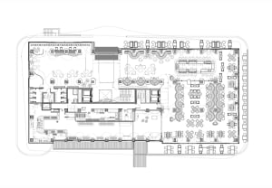 Floor plan depicting an industrial-style loft space