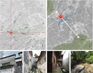 Maps and photographs showing historical locations and abandoned buildings.