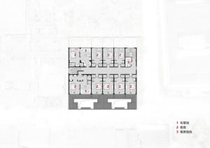 Detailed architectural layout of a residential building with multiple rooms and amenities.