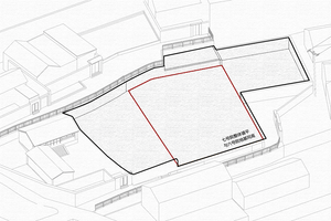 A paper elevation plan of a landscape architecture project showing elevation changes.