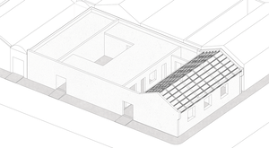 Modern residential architectural plan featuring brick exterior walls