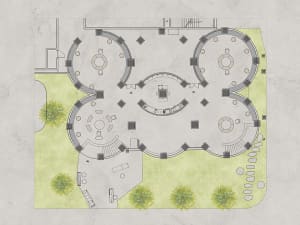 Inviting open space with a central circular design, chairs, and a focus on functionality and comfort
