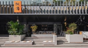 An inviting outdoor restaurant patio with multiple tables and chairs, potted plants, and a sense of openness and spaciousness
