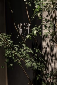 A traditional Asian building with a wooden facade and a black sign reading Panavision, evoking a sense of cultural heritage and craftsmanship