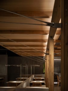 A dining area with multiple tables and chairs, creating a cozy and inviting atmosphere for social gatherings