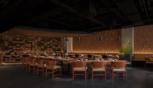 Empty restaurant with wooden tables and chairs, inviting atmosphere, perfect for a meal in a cozy environment