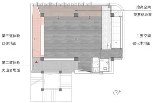 Architectural drawing of a modern home with multiple rooms, clean lines, and minimalistic details